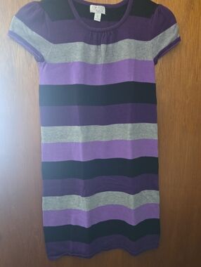 The Children's Place Purple, Gray & Black Striped Knit Top